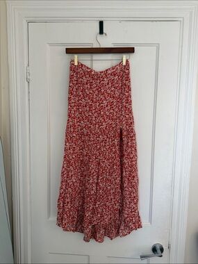 Abercrombie & Fitch Red Floral Boho Skirt